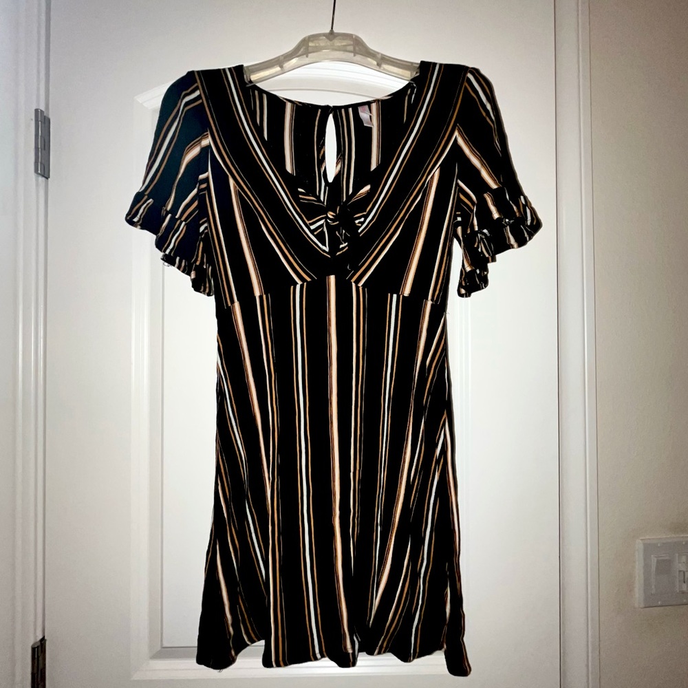 Striped tie front dress